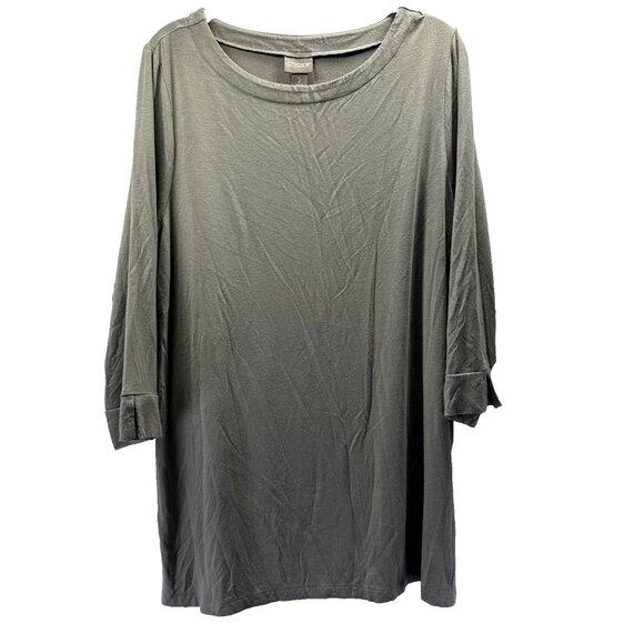 Chico's Tops - Chicos Women's Tunic Top Size Large Solid Moss Green 3/4 Sleeve Soft Stretch